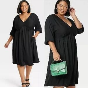 New Ava & Viv V-Neck Dress in Black Size 2X